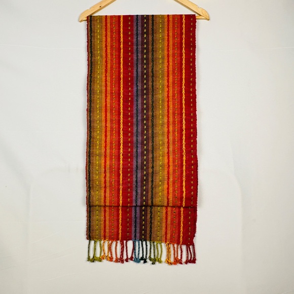 Pier 1 Hand Woven Table Runner 14 X 110 Multi Color Fall Tassel Decor Extra Long - Picture 1 of 7